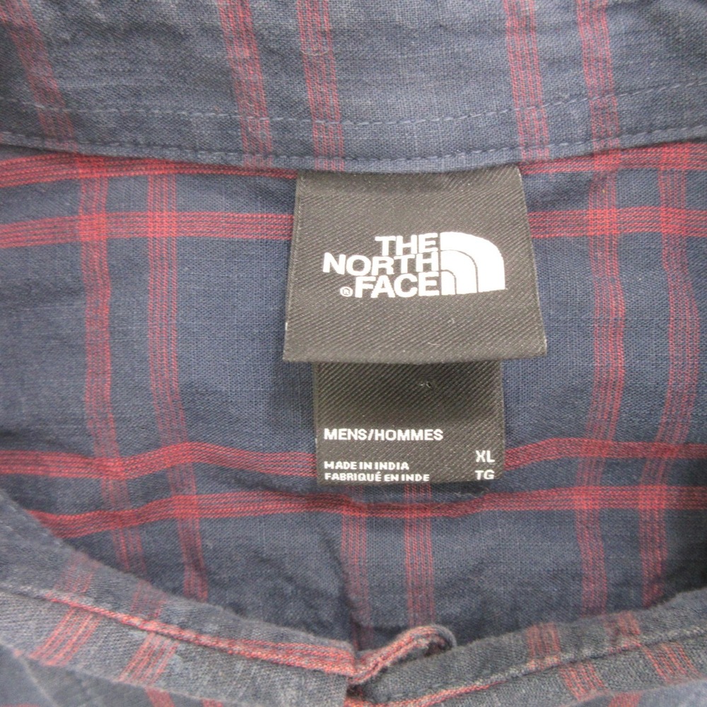 The North Face Mens XL Plaid Short Sleeve Button Up Shirt Chest Pocket - Picture 2 of 10